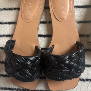 Marc Fisher Black Braided Slide Sandals